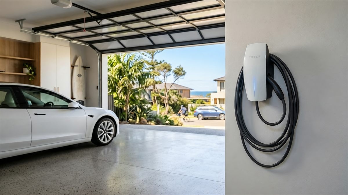 EV plugged in to charge in a Northern Beaches garage