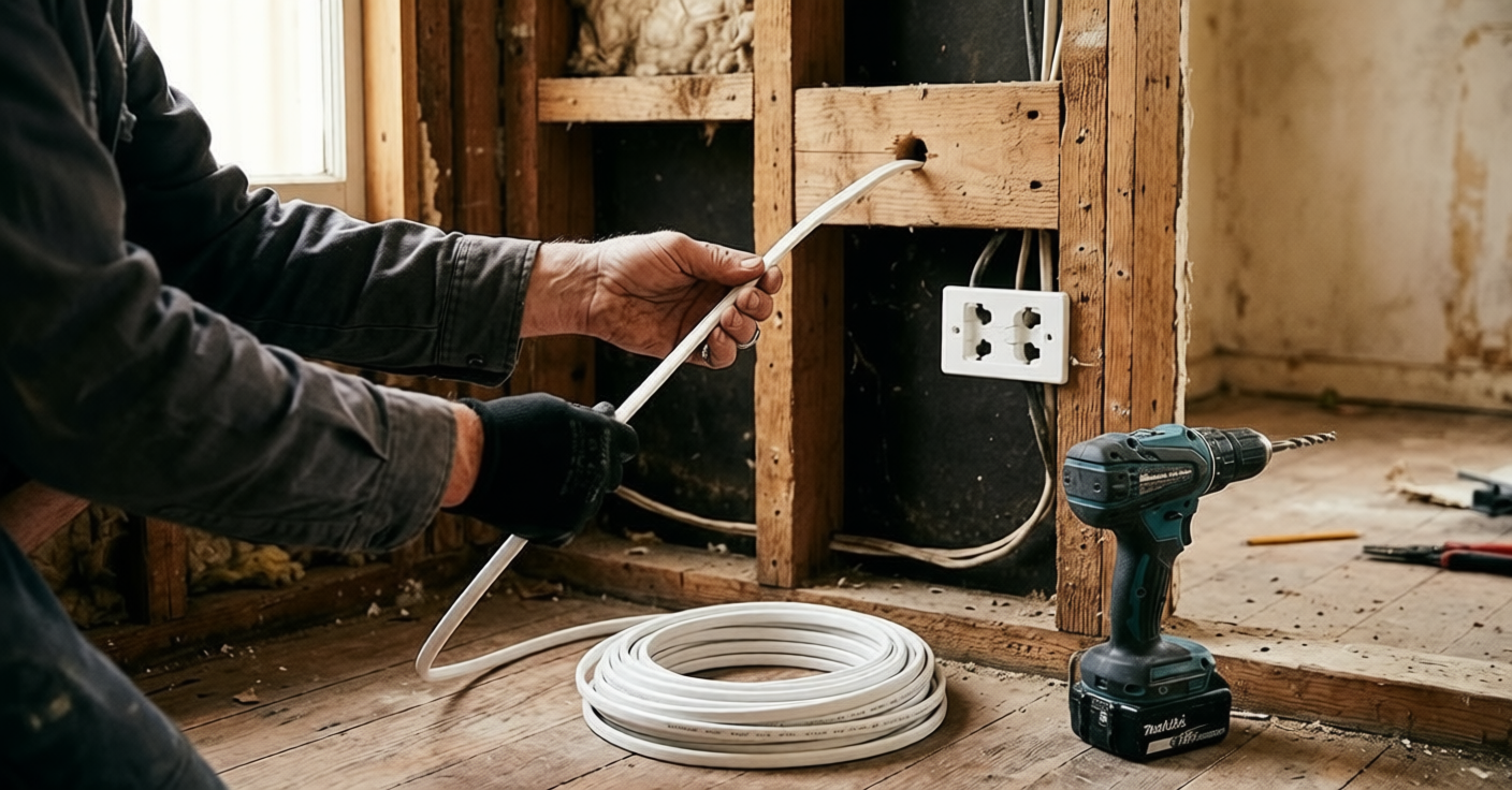 Old wiring being replaced during a house rewire in a Northern Beaches home