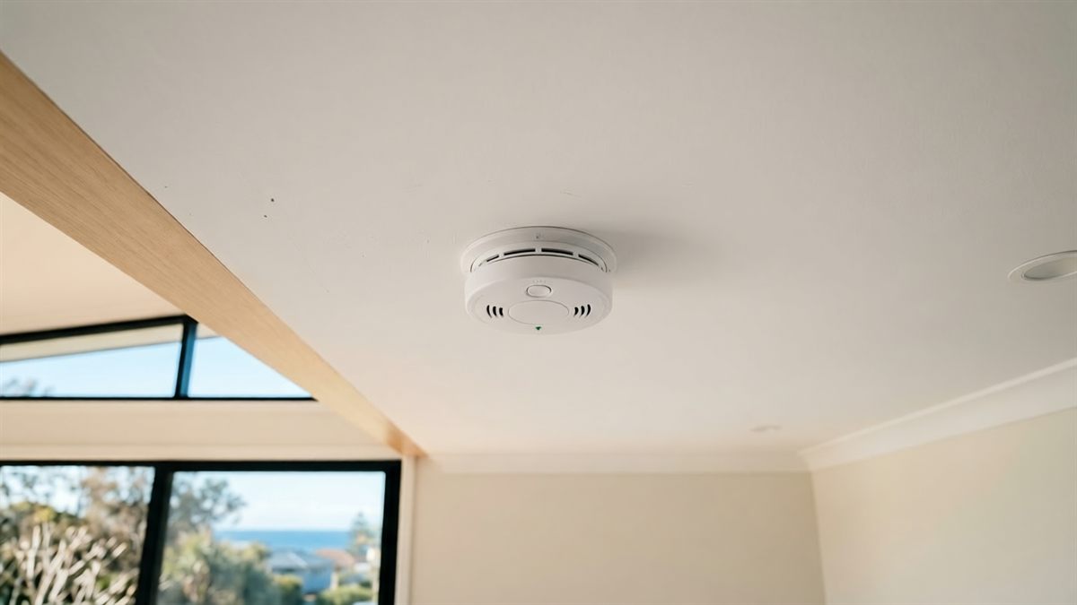 Smoke alarm on the ceiling of a Northern Beaches home